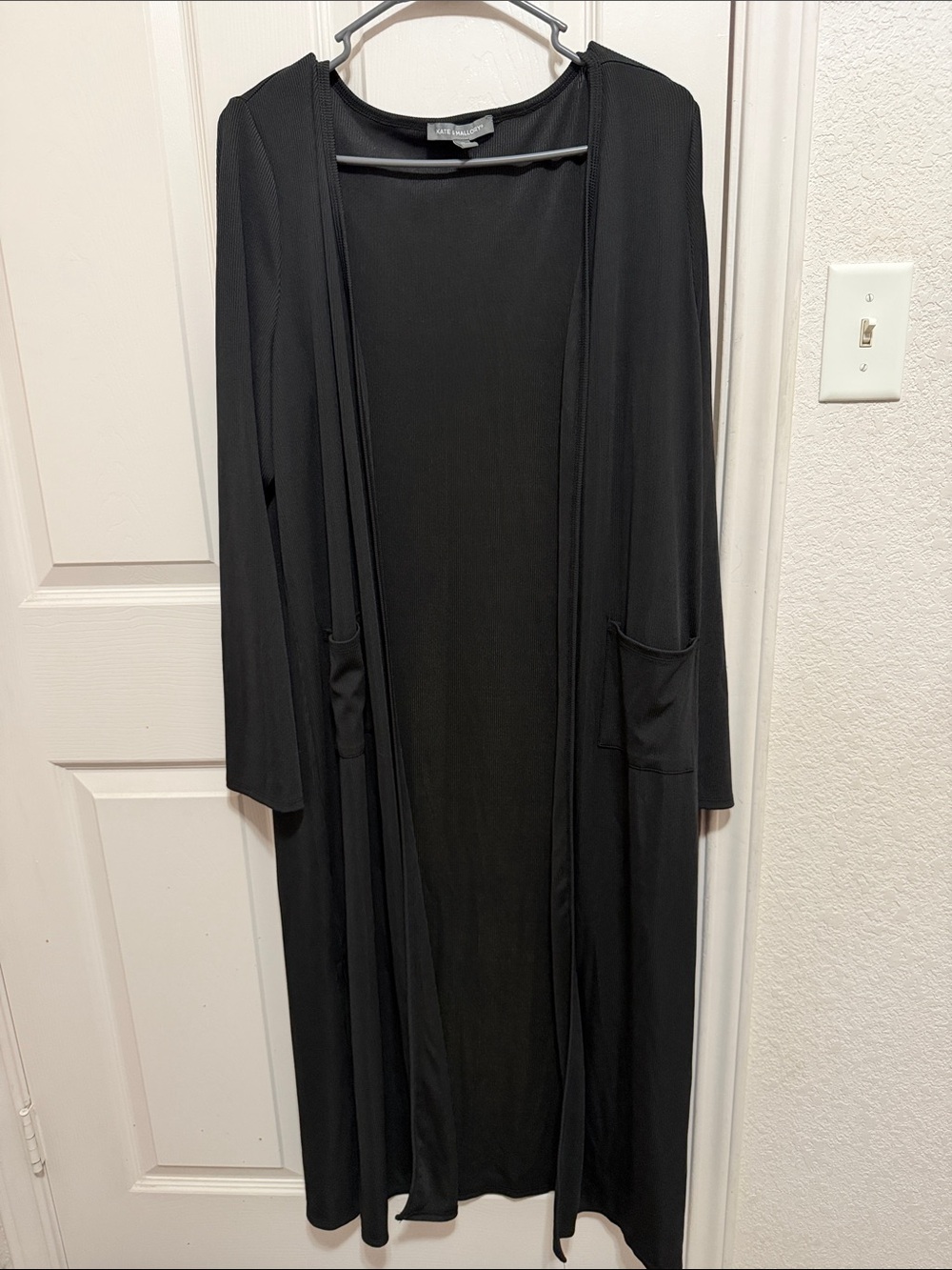 Kate & Mallory Black Long Open-Front Cardigan
